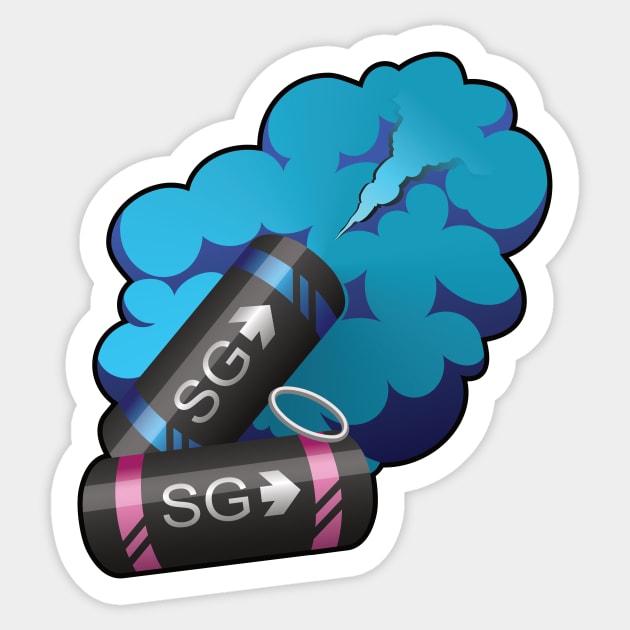 smoke grenade - blue Sticker by Evil Nut